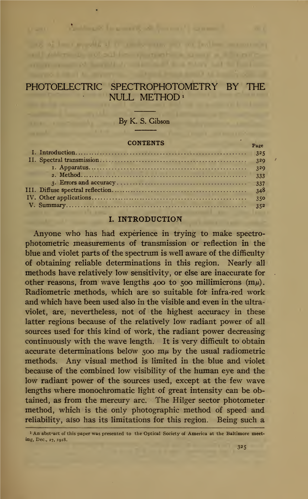 Photoelectric Spectrophotometry by the Null Method'