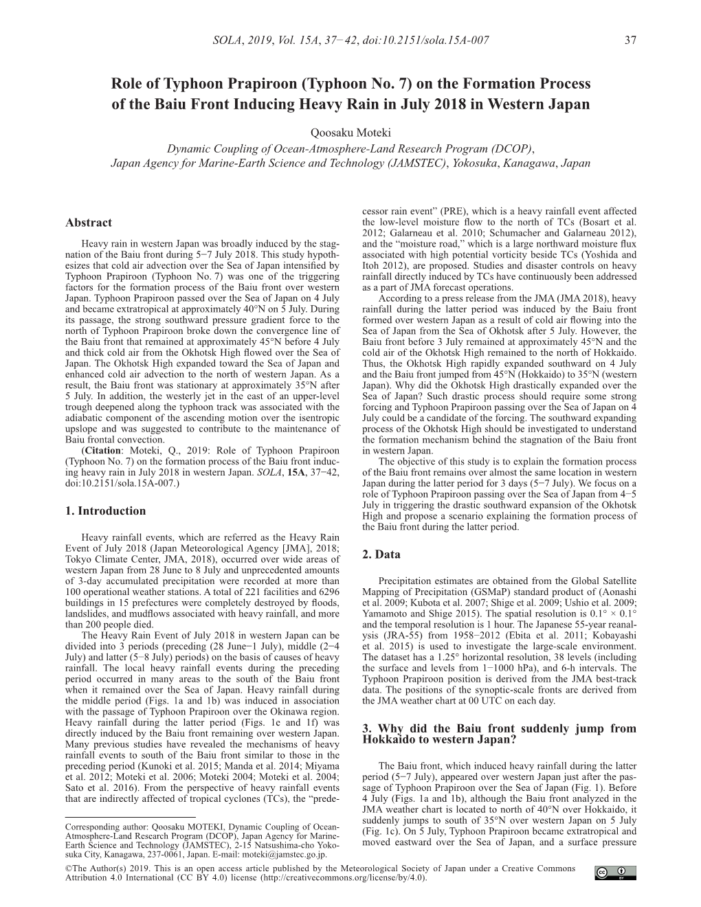 Role of Typhoon Prapiroon (Typhoon No