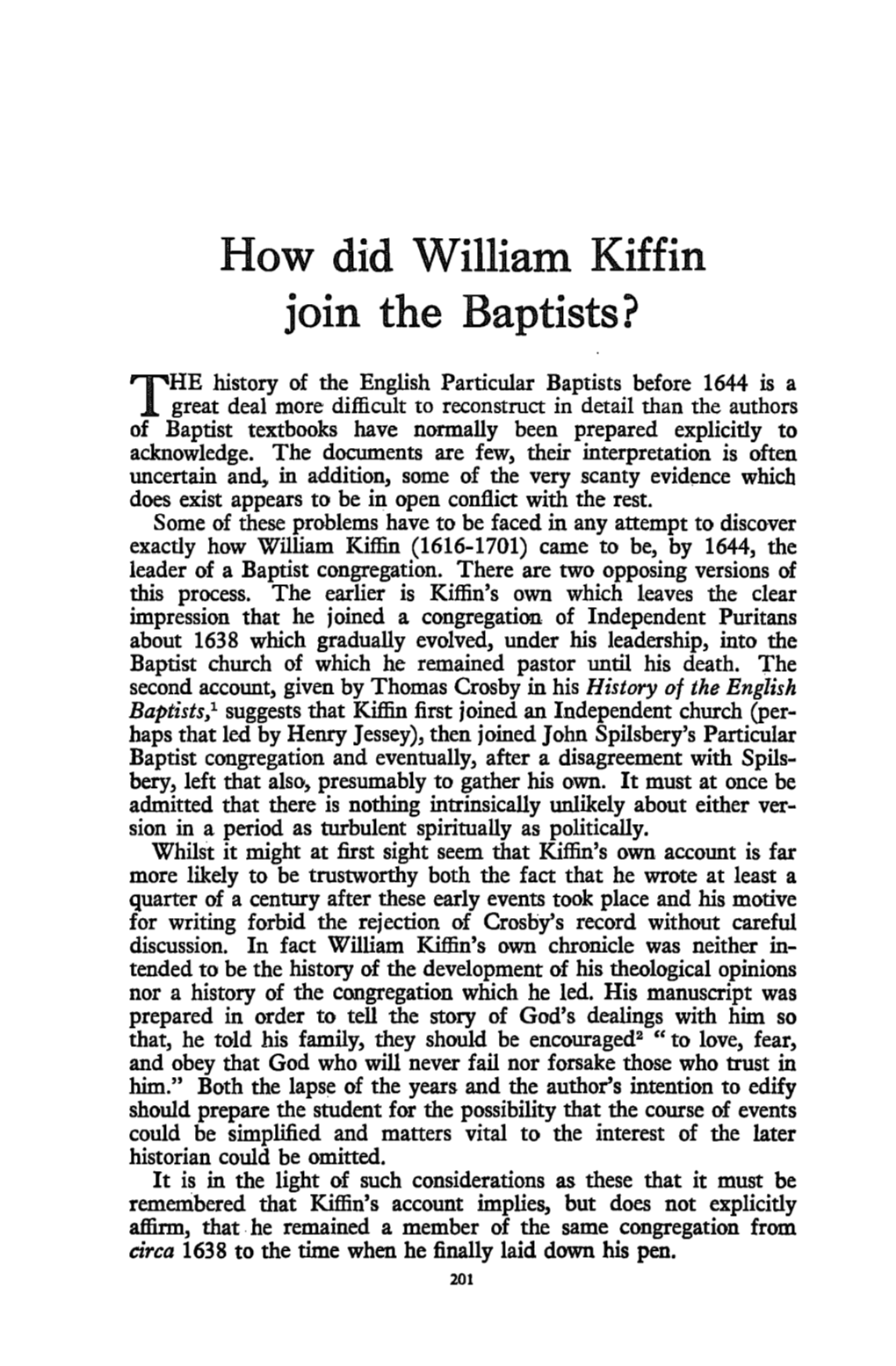 How Did William Kiffin Join the Baptists?