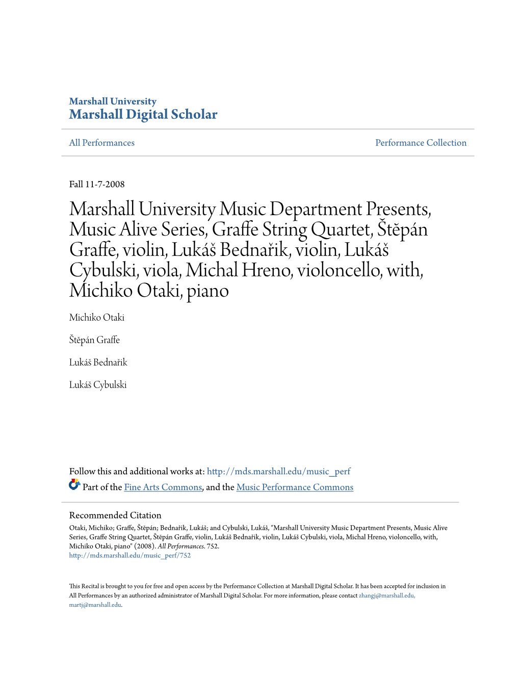 Marshall University Music Department Presents