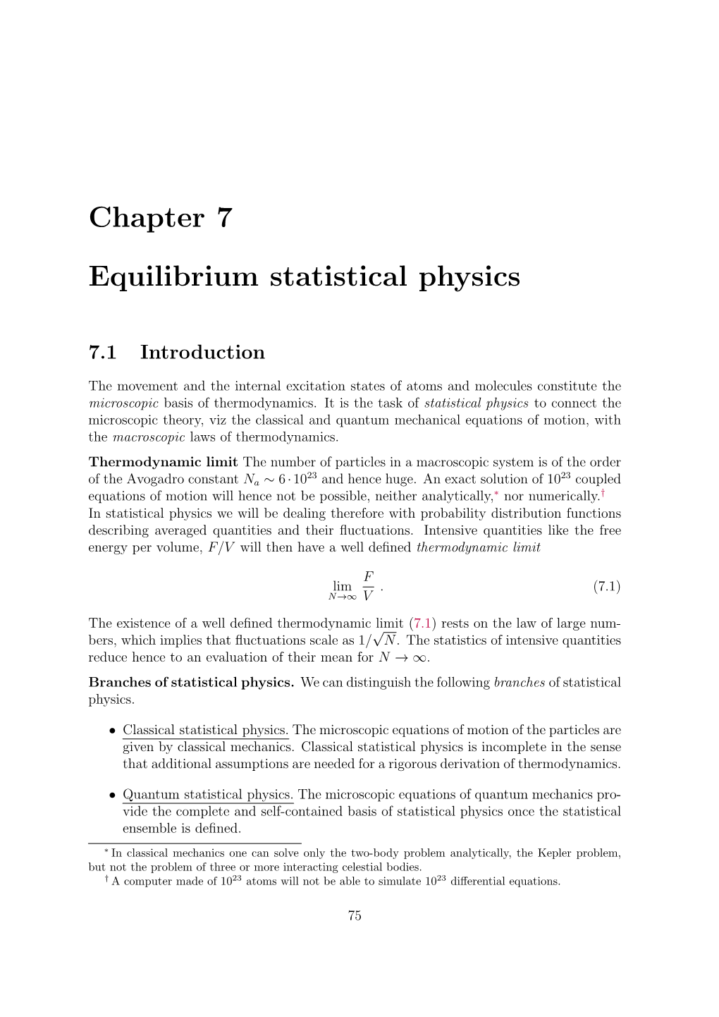 Chapter 7 Equilibrium Statistical Physics