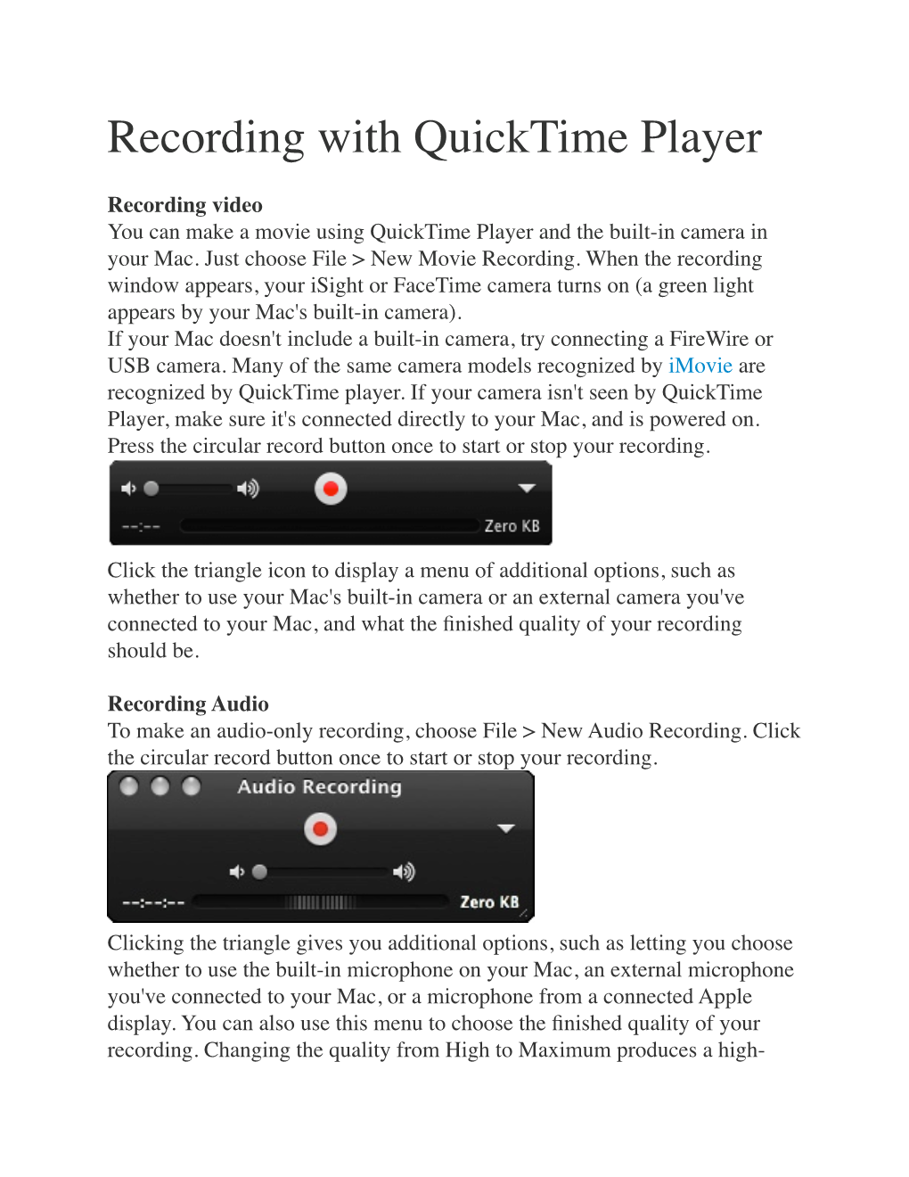 Recording with Quicktime Player.Pages
