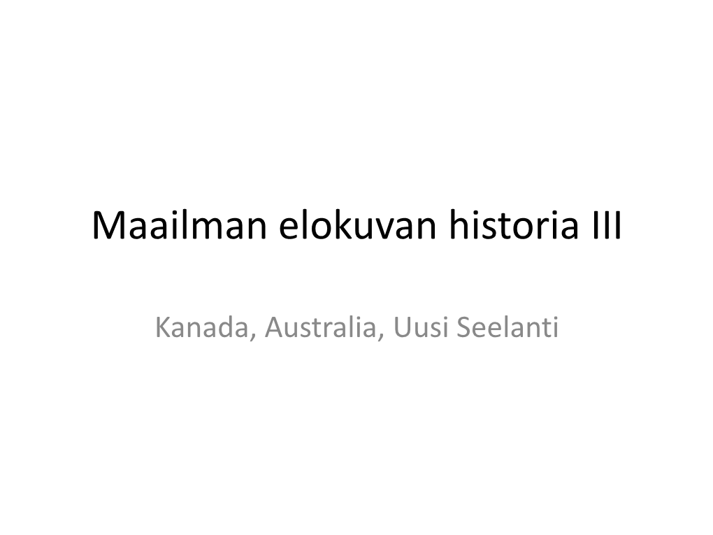 Maailman Elokuvan Historia III