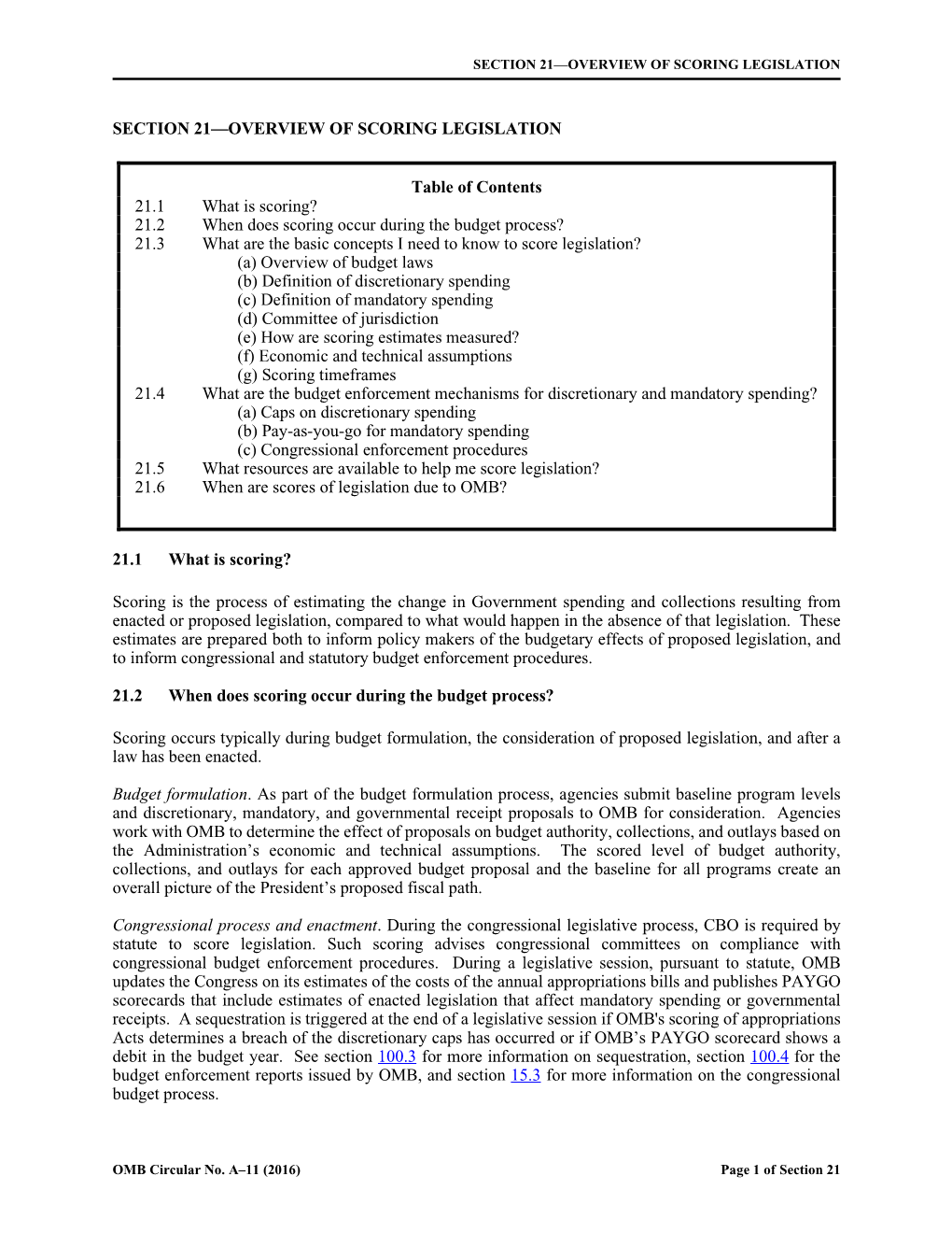 Section 10 – Overview of the Budget Process