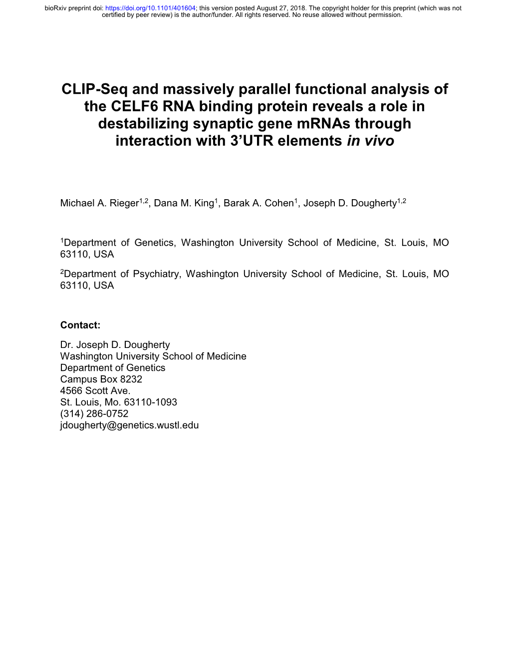 CLIP-Seq and Massively Parallel Functional Analysis of the CELF6