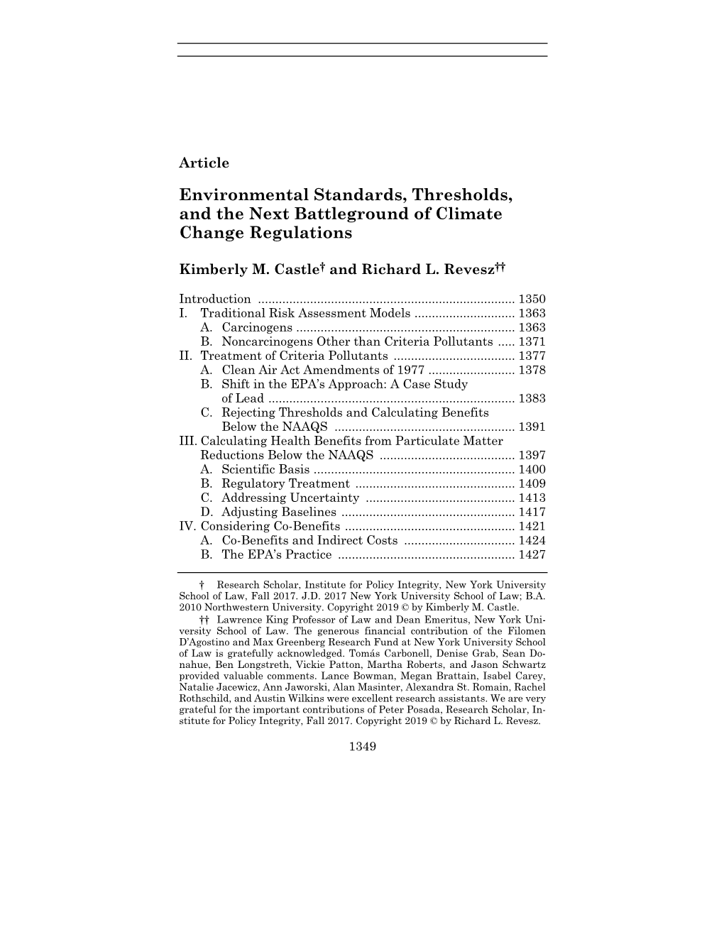 Environmental Standards, Thresholds, and the Next Battleground of Climate Change Regulations