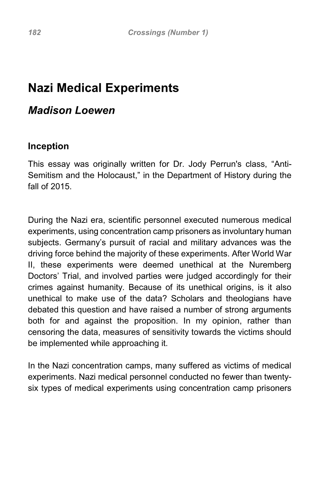 Nazi Medical Experiments