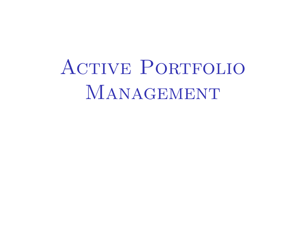 Active Portfolio Management