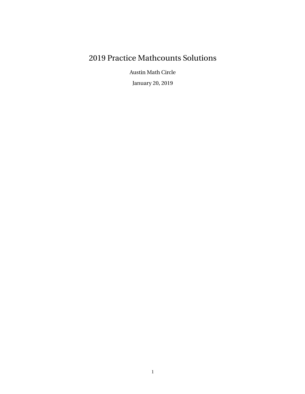 2019 Practice Mathcounts Solutions