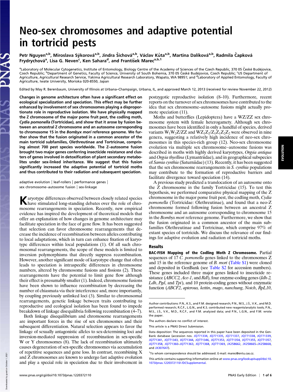 Neo-Sex Chromosomes and Adaptive Potential in Tortricid Pests