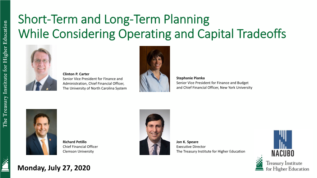 Short-Term and Long-Term Planning While Considering Operating and Capital Tradeoffs