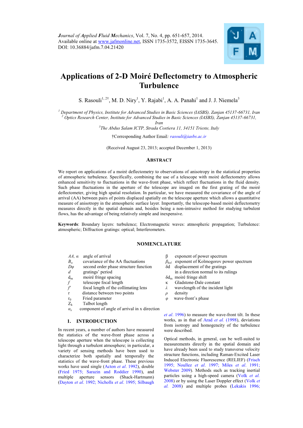 Applications of 2-D Moiré Deflectometry to Atmospheric Turbulence