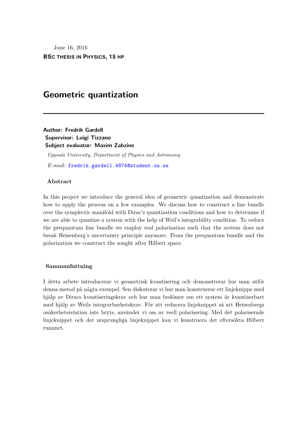 Geometric Quantization