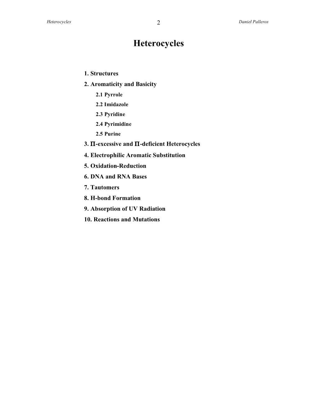 Heterocycles 2 Daniel Palleros