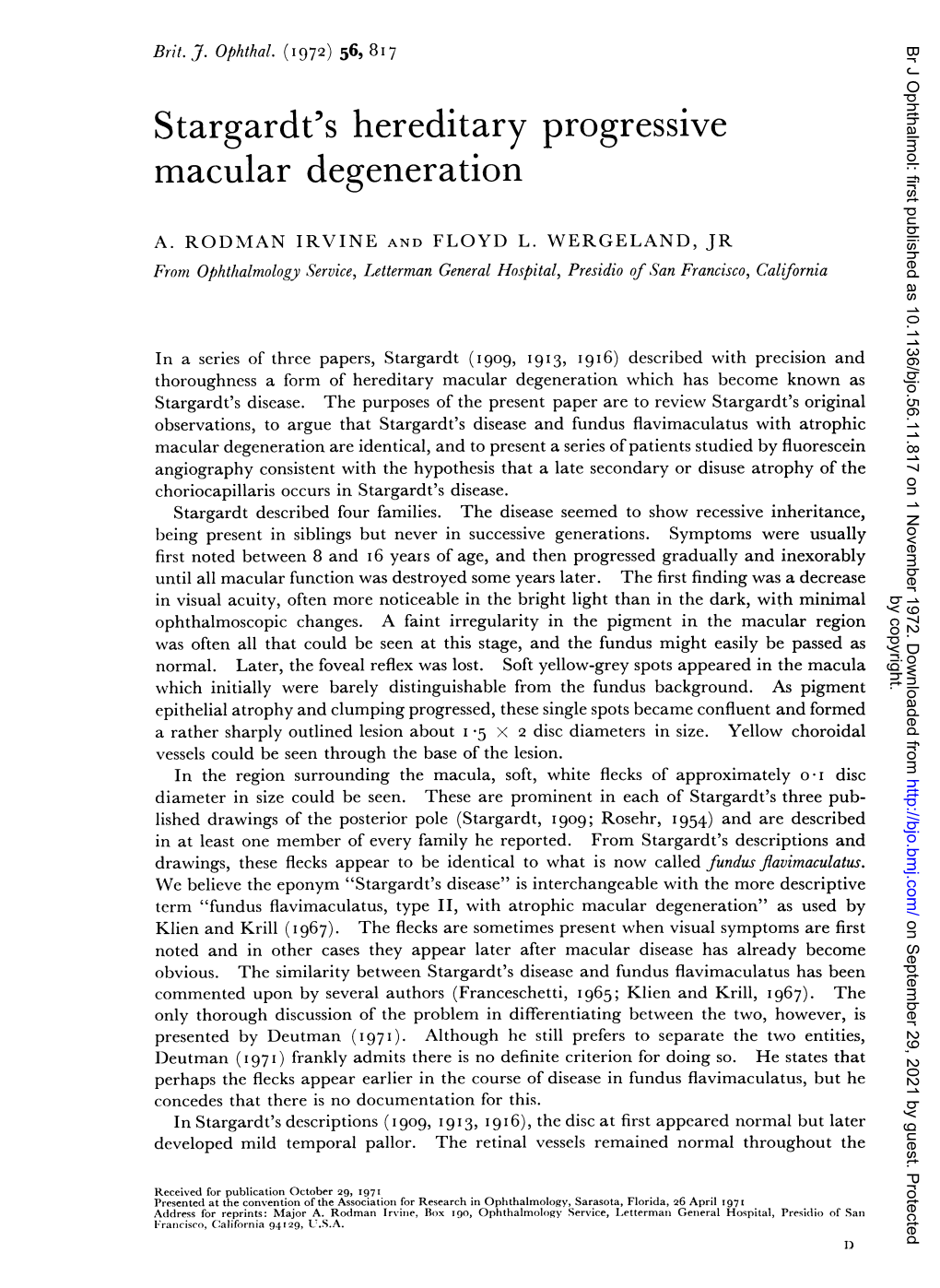 Stargardt's Hereditary Progressive Macular Degeneration