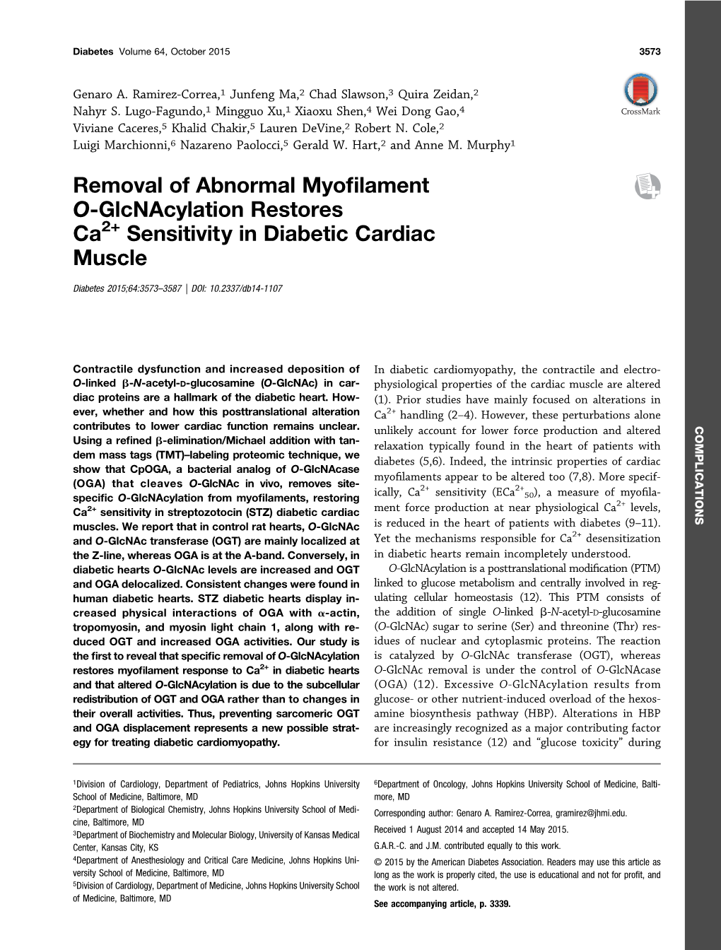 Removal of Abnormal Myofilament O-Glcnacylation Restores Ca