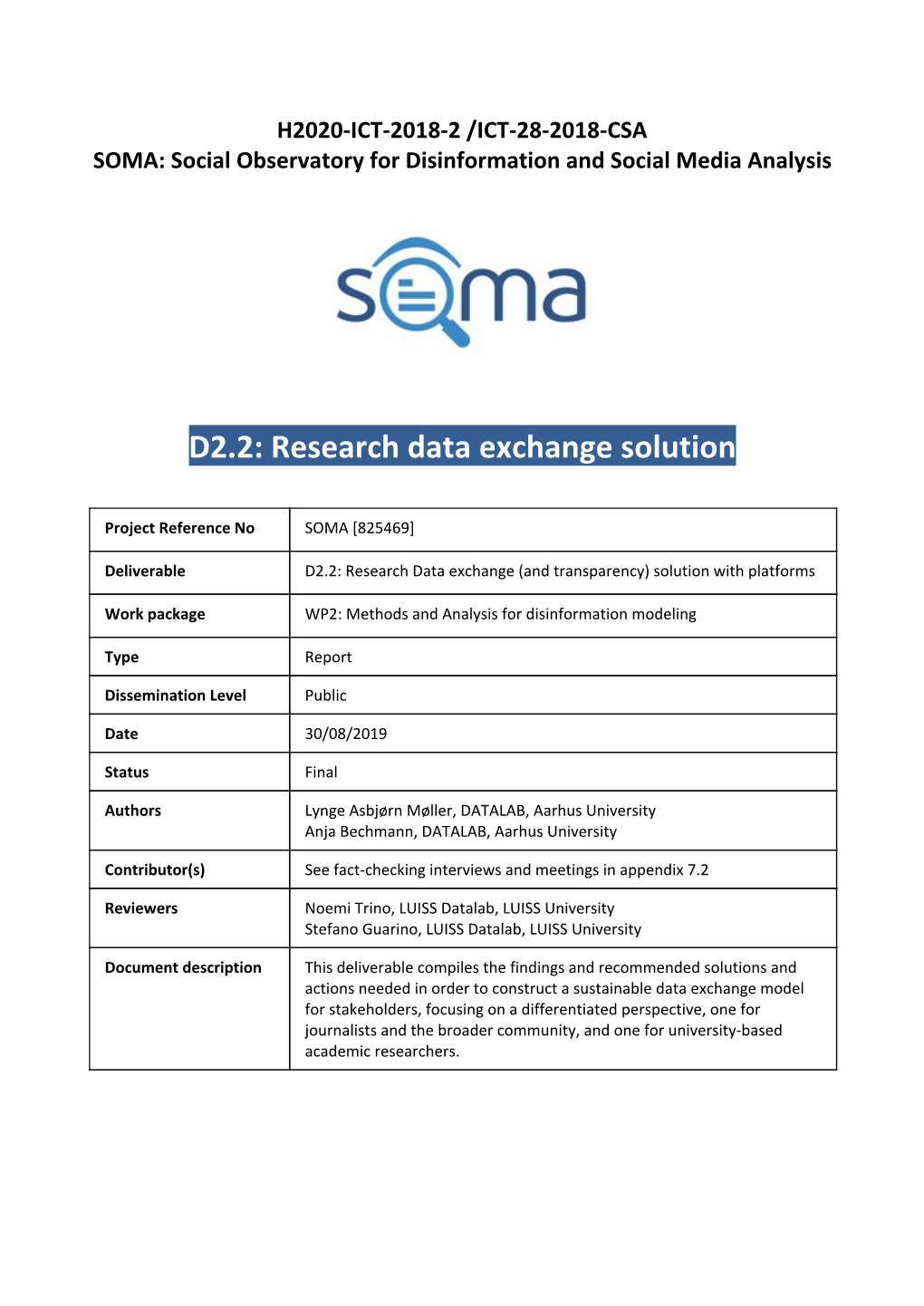 D2.2: Research Data Exchange Solution