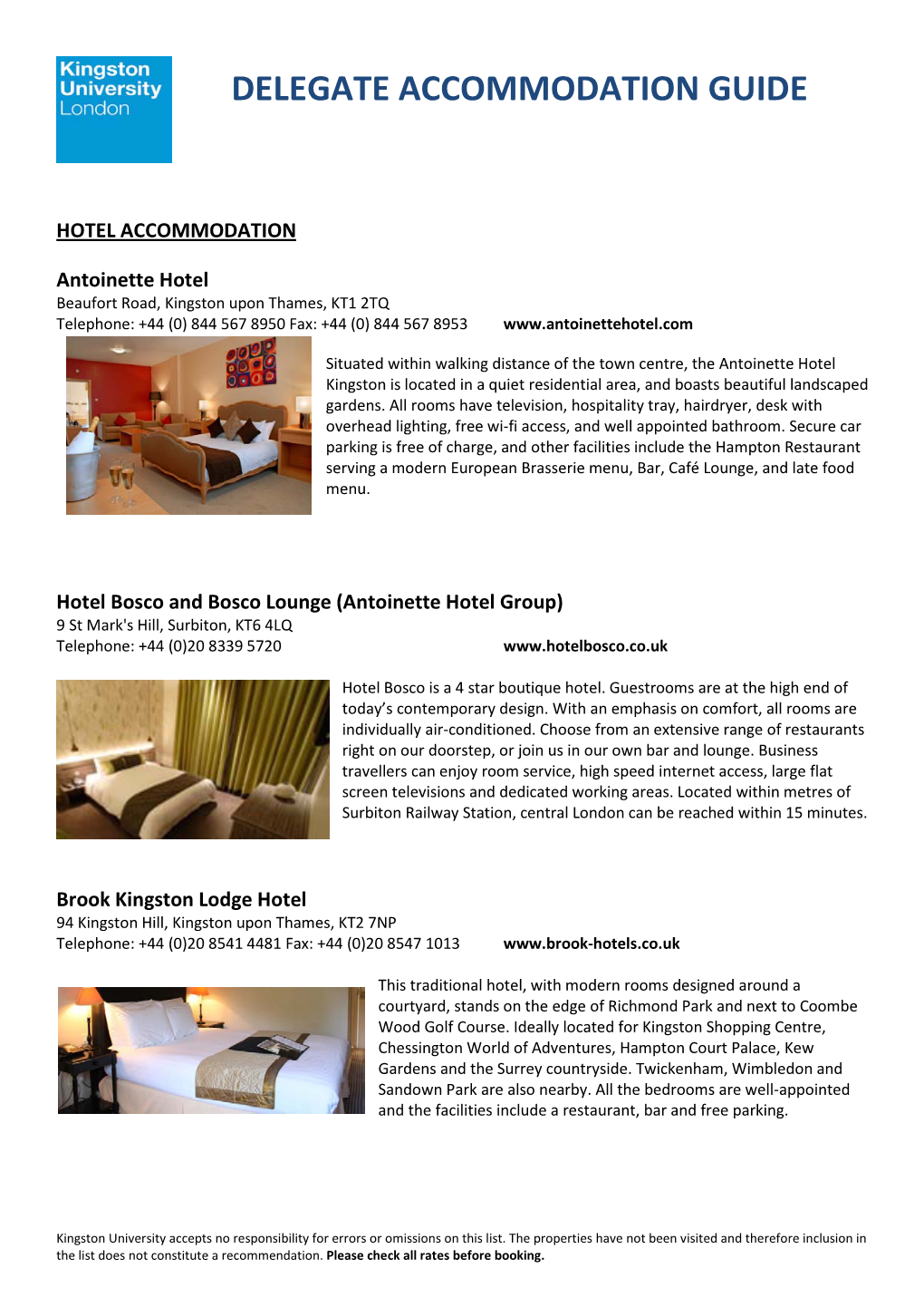Delegate Accommodation Guide
