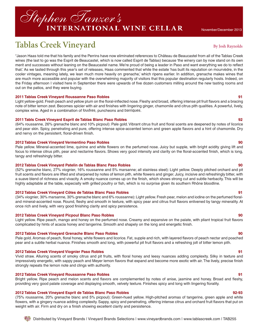 Tablas Creek Vineyard by Josh Raynolds