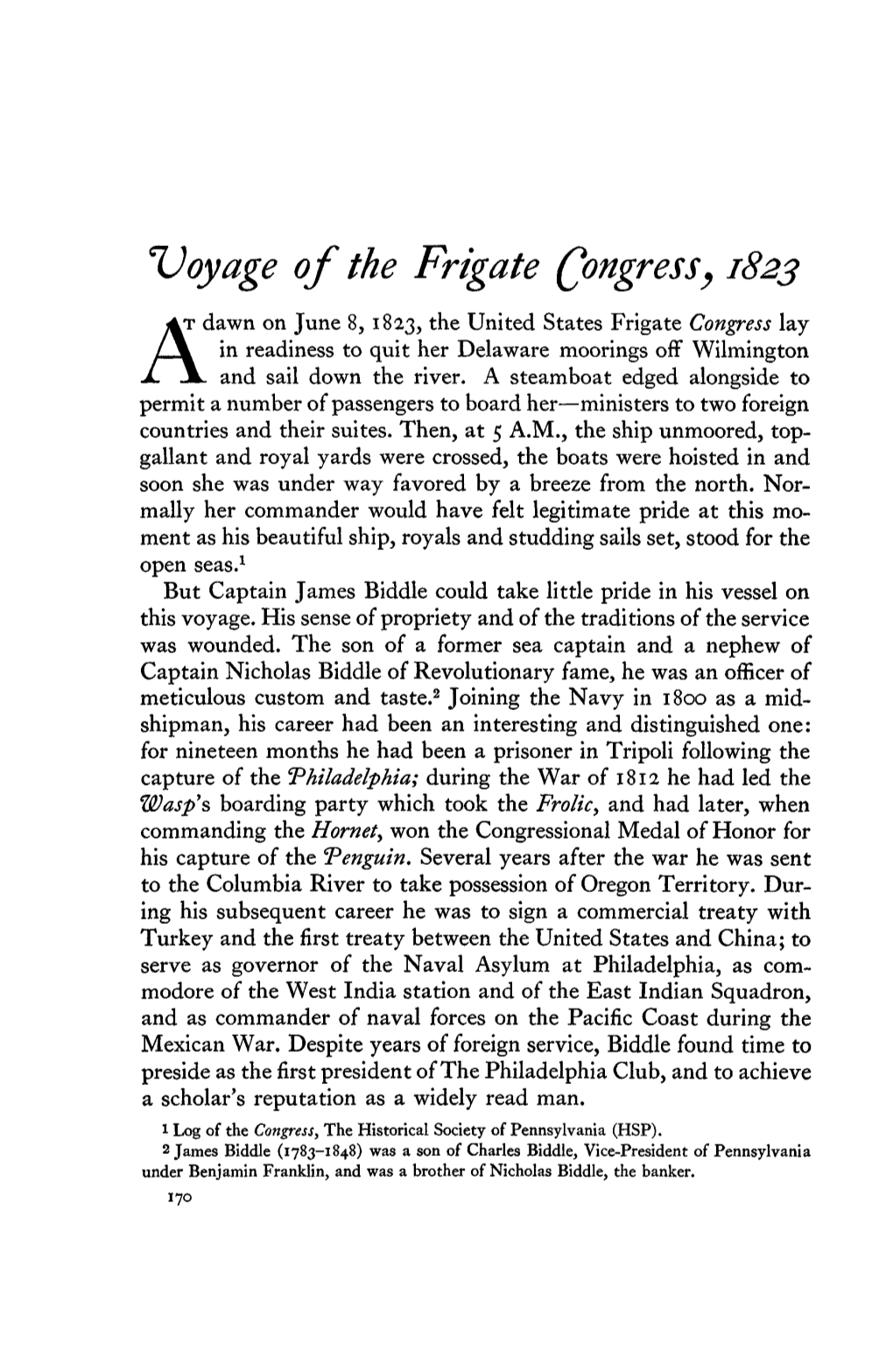 Uoyage of the Frigate Qongress, 1823