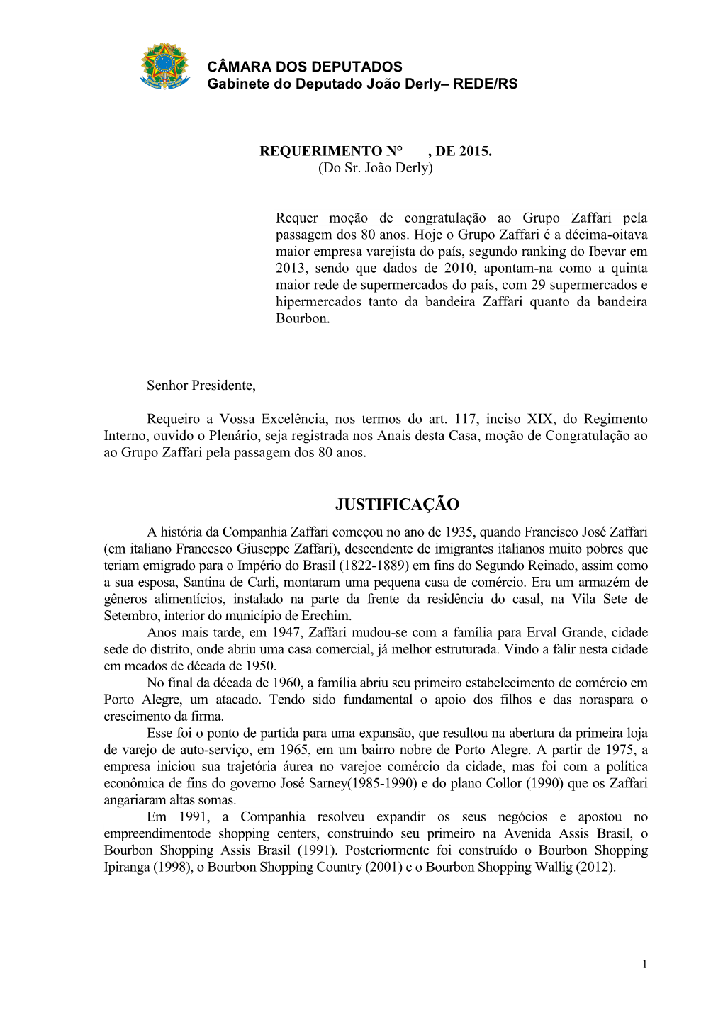 Projeto De Lei Nº , De 2007