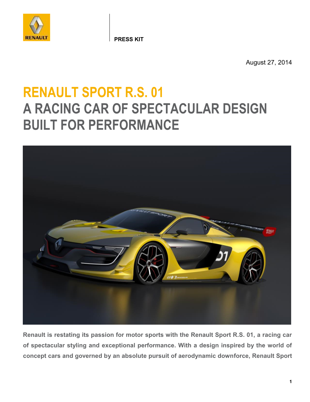 Renault Sport RS.01 Press