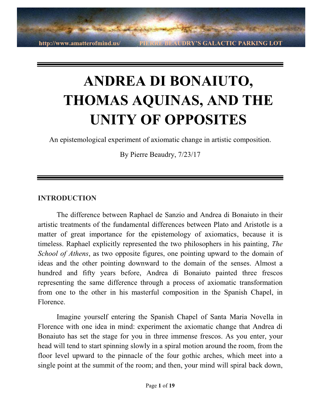 Andrea Di Bonaiuto, Thomas Aquinas, and the Unity Of