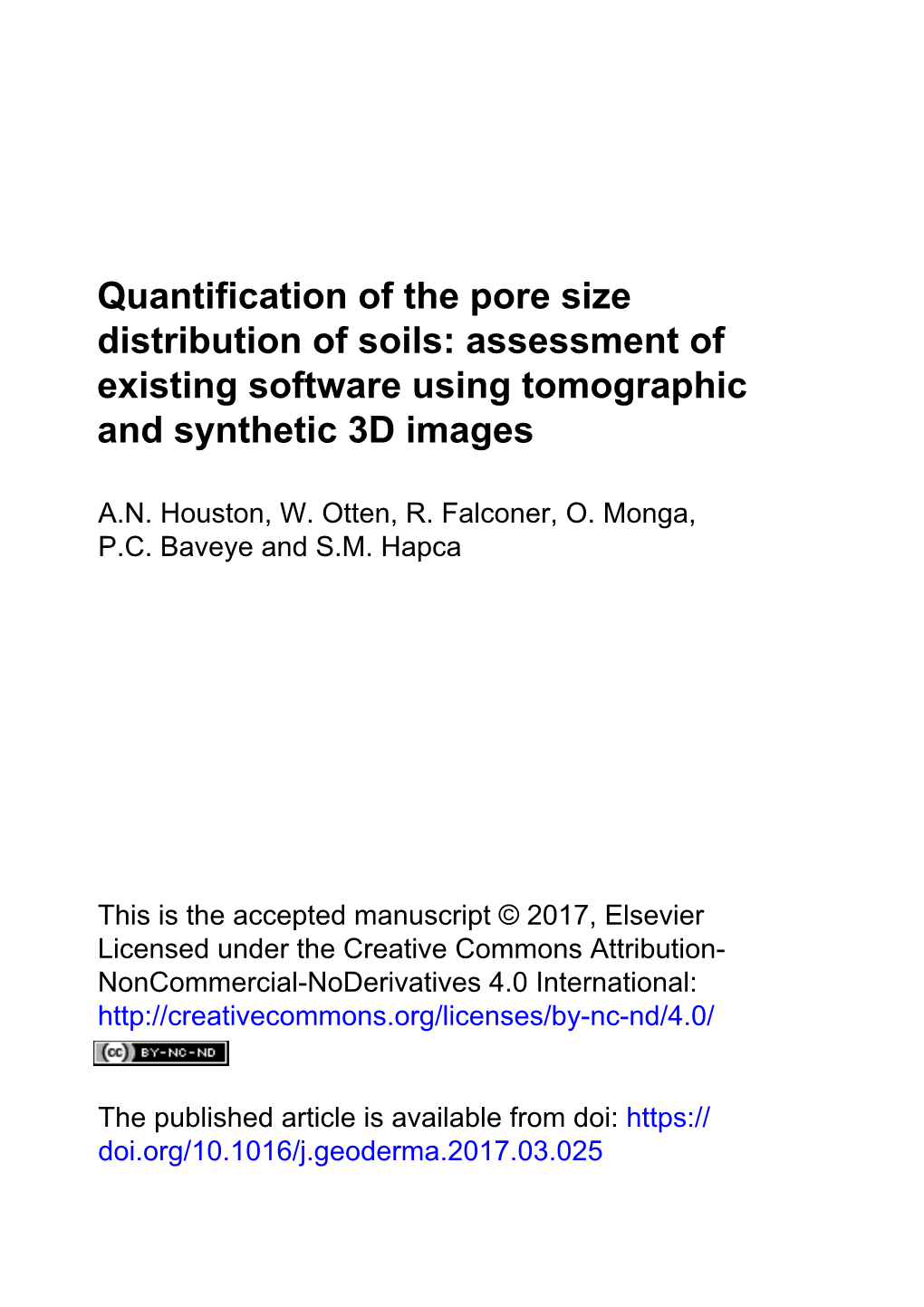 Quantification of the Pore Size Distribution of Soils: Assessment of Existing Software Using Tomographic and Synthetic 3D Images