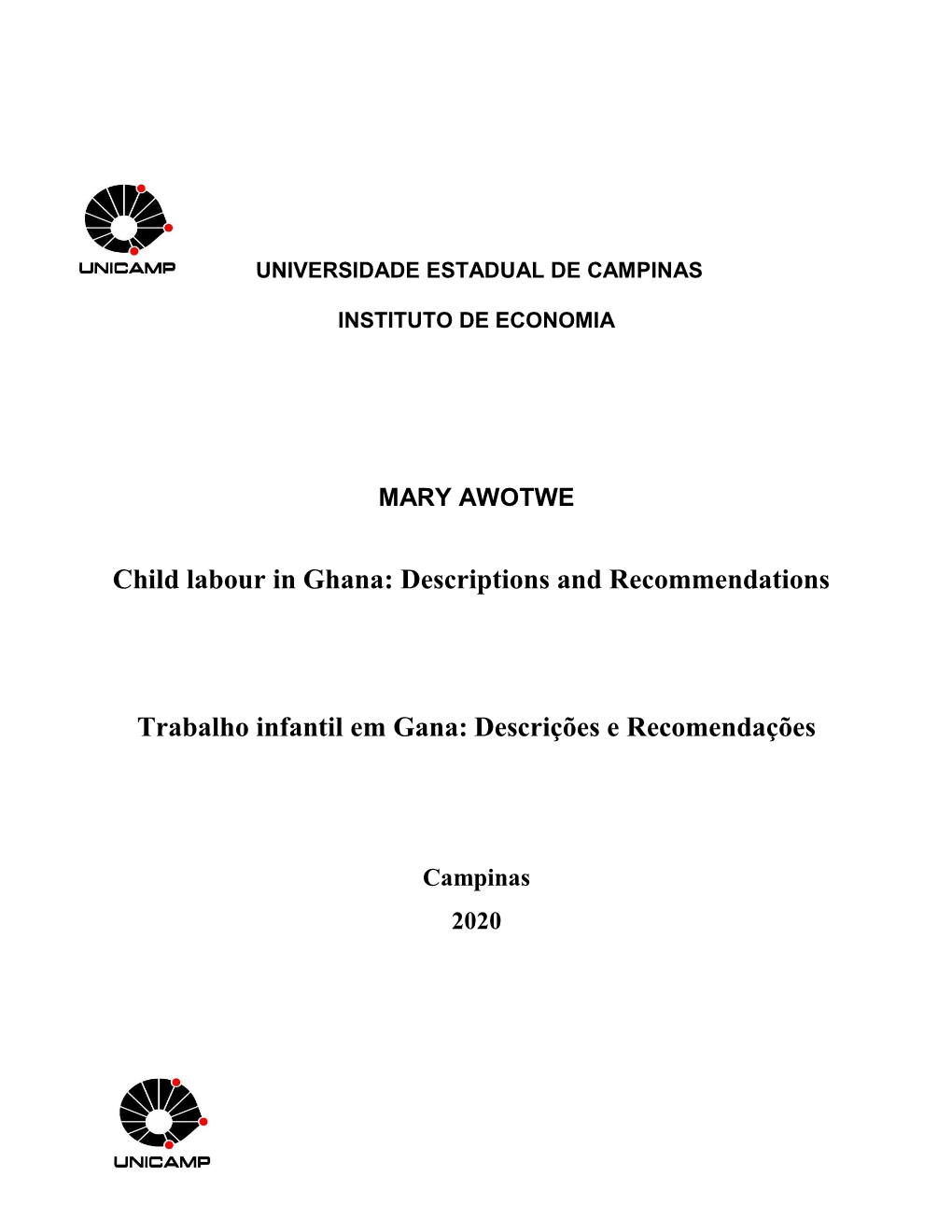 Child Labour in Ghana: Descriptions and Recommendations Trabalho