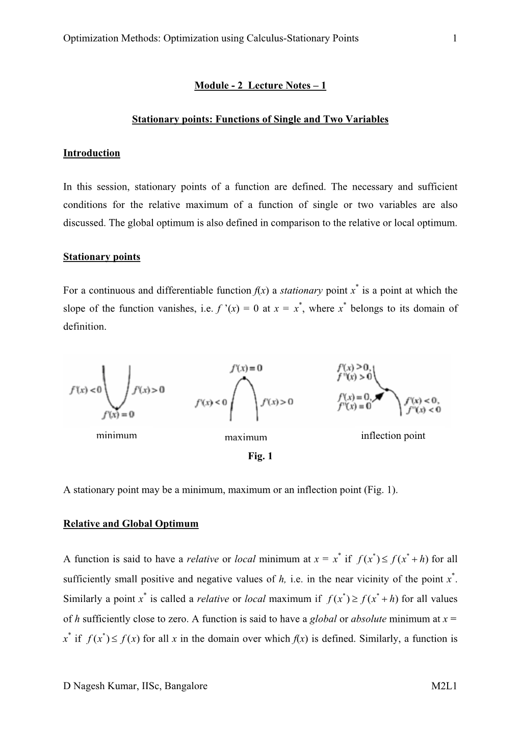 Lecture Notes – 1