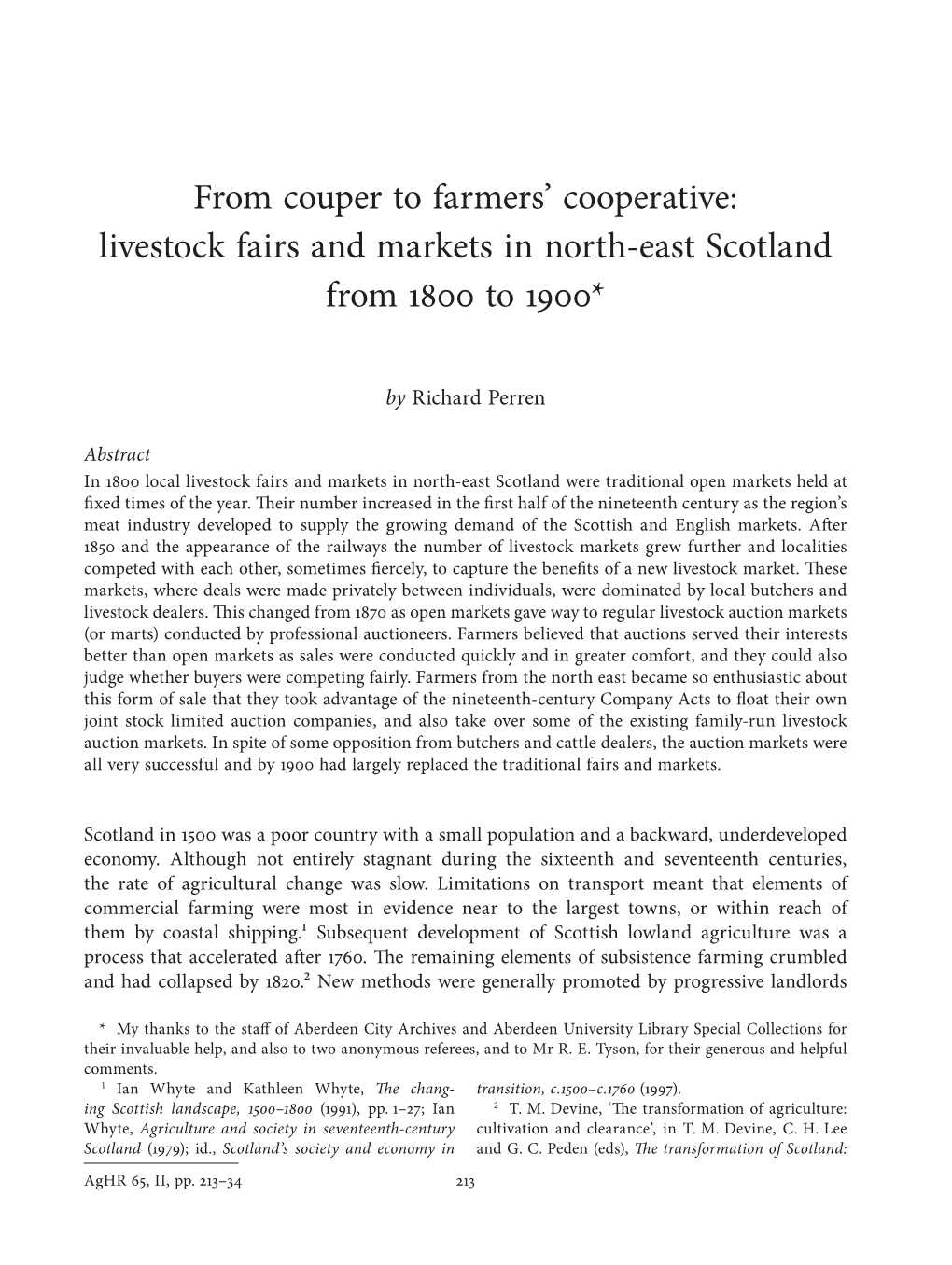 From Couper to Farmers' Cooperative