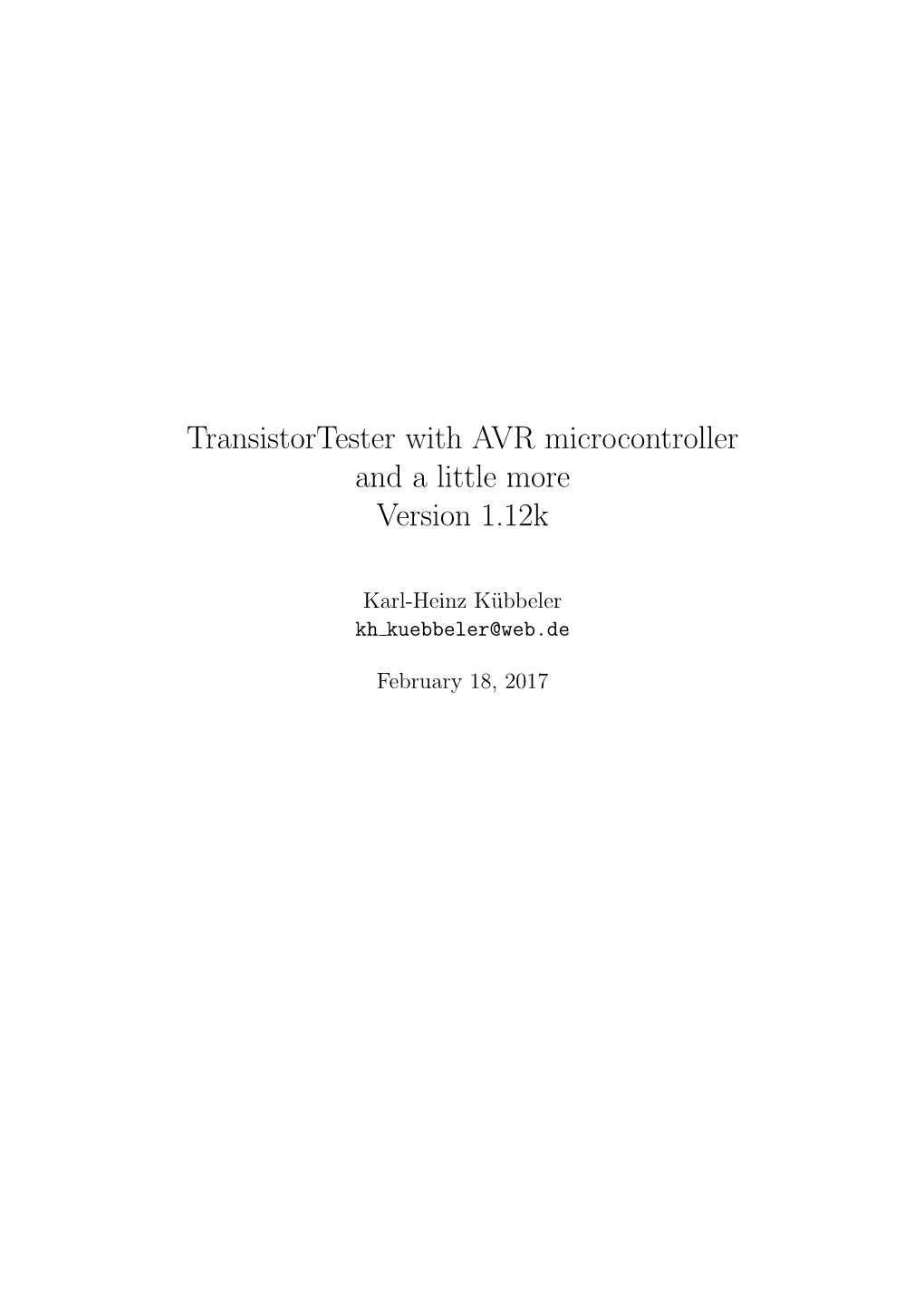 Transistortester with AVR Microcontroller and a Little More Version 1.12K