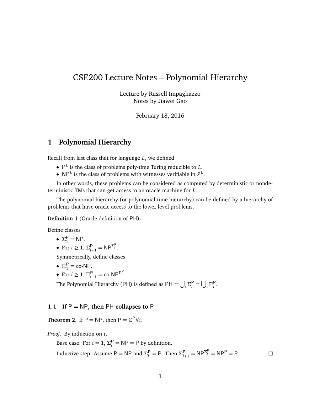 Polynomial Hierarchy