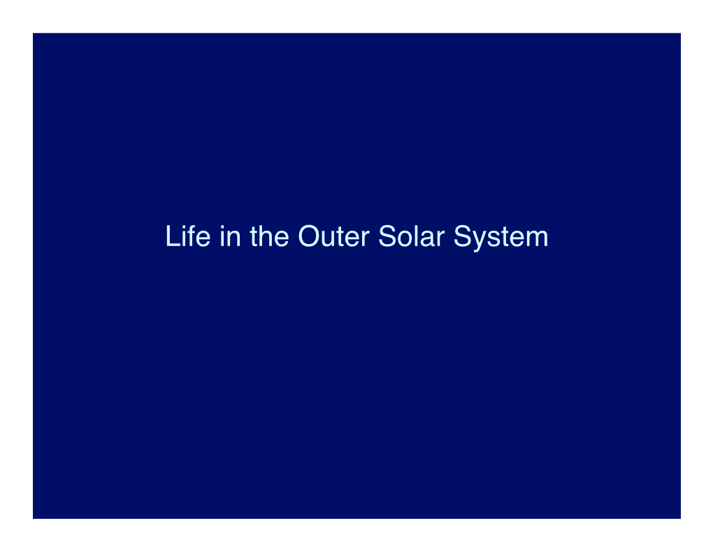 Life in the Outer Solar System Jupiter