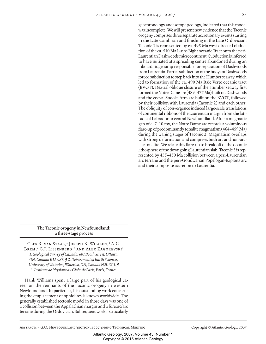 The Taconic Orogeny in Newfoundland: a Three-Stage Process