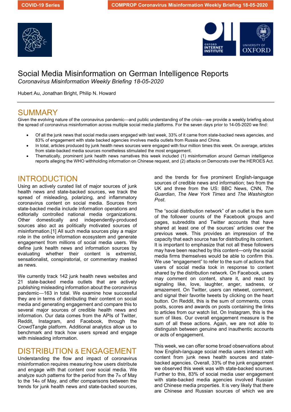 Coronavirus Misinformation Weekly Briefing 18-05-2020