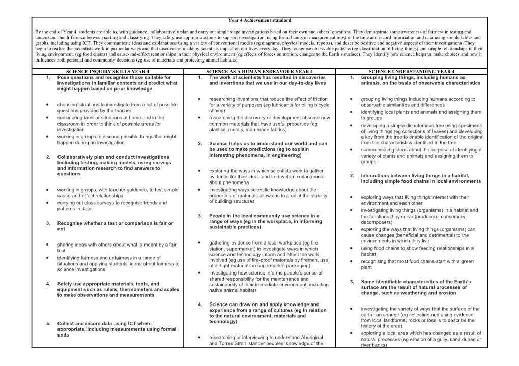 Science Inquiry Skills Year 4