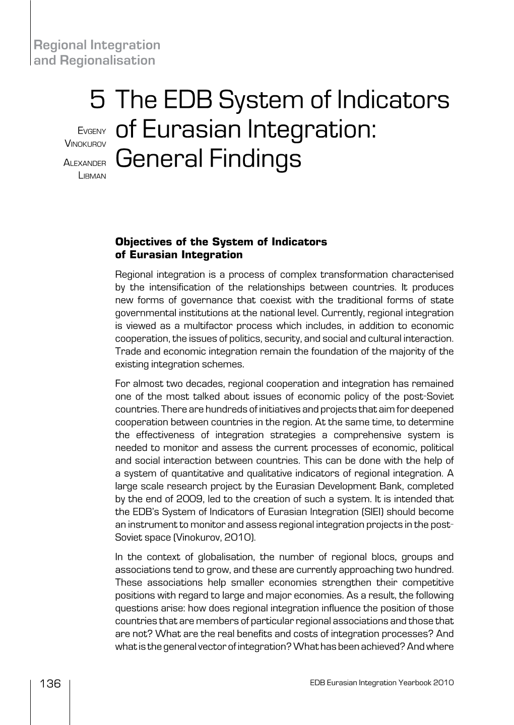 The EDB System of Indicators of Eurasian Integration: General
