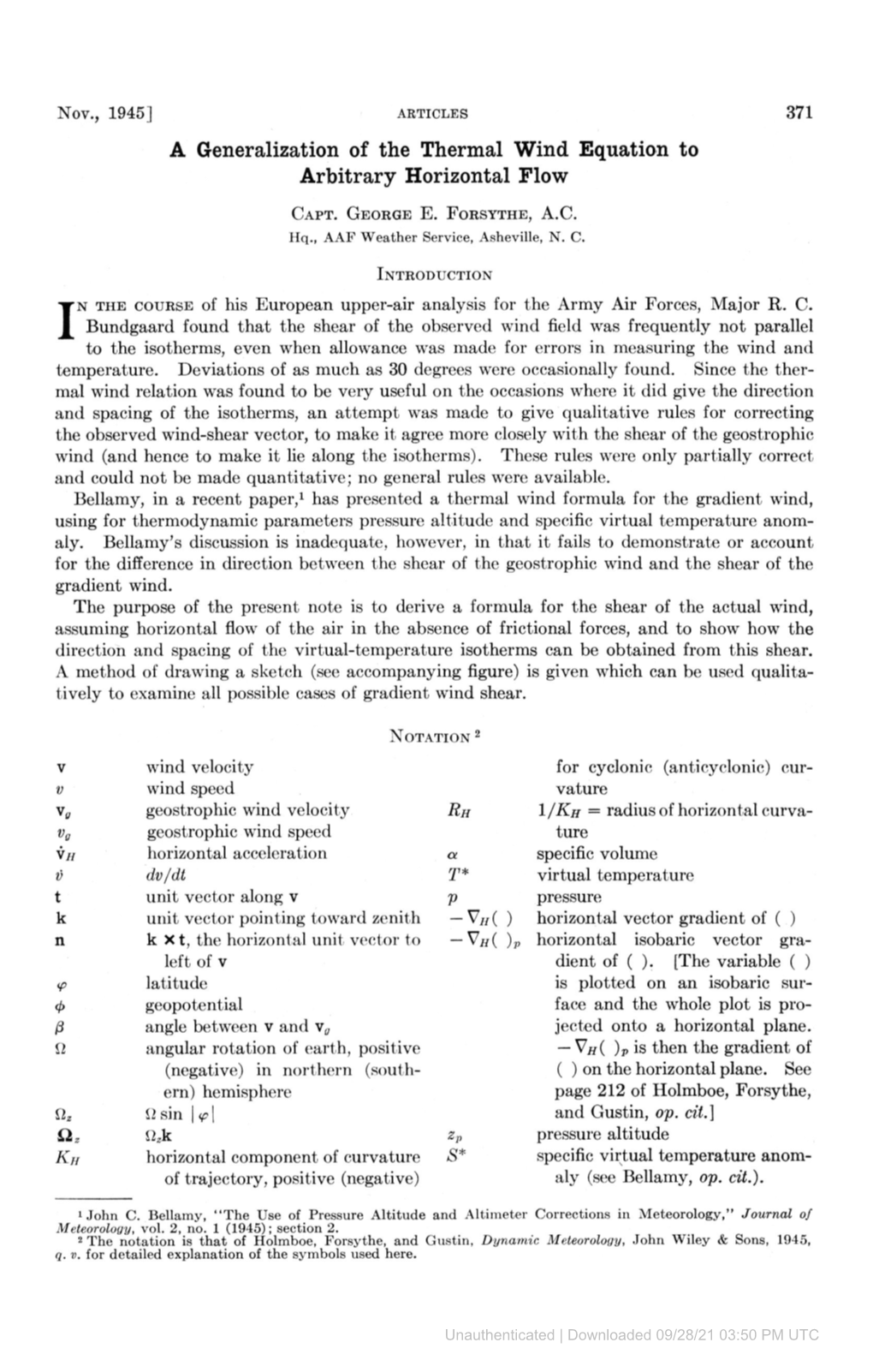 A Generalization of the Thermal Wind Equation to Arbitrary Horizontal Flow CAPT