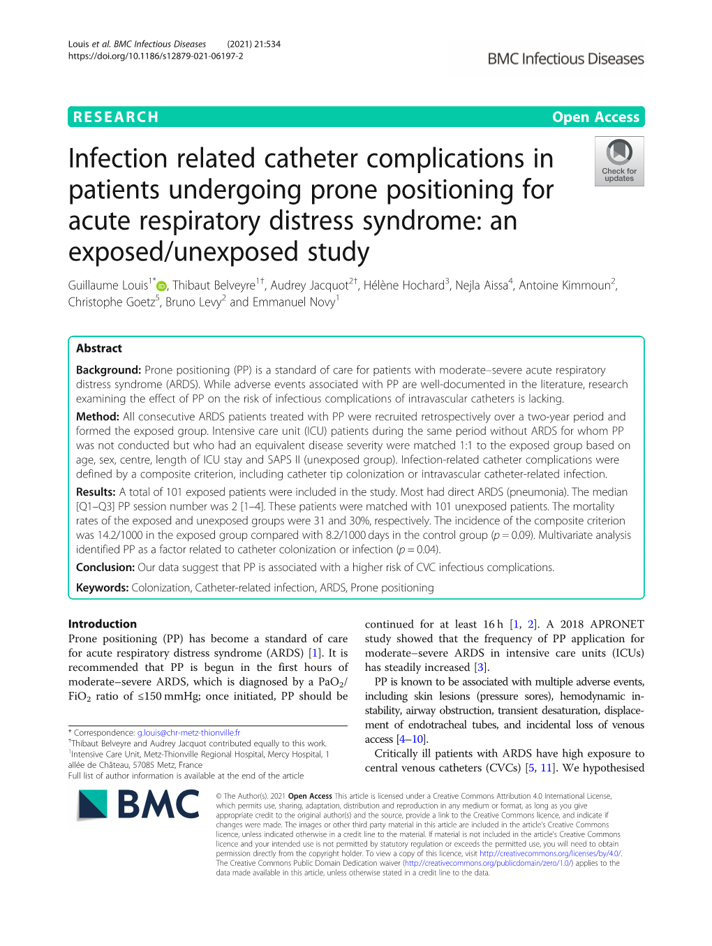 Infection Related Catheter Complications in Patients
