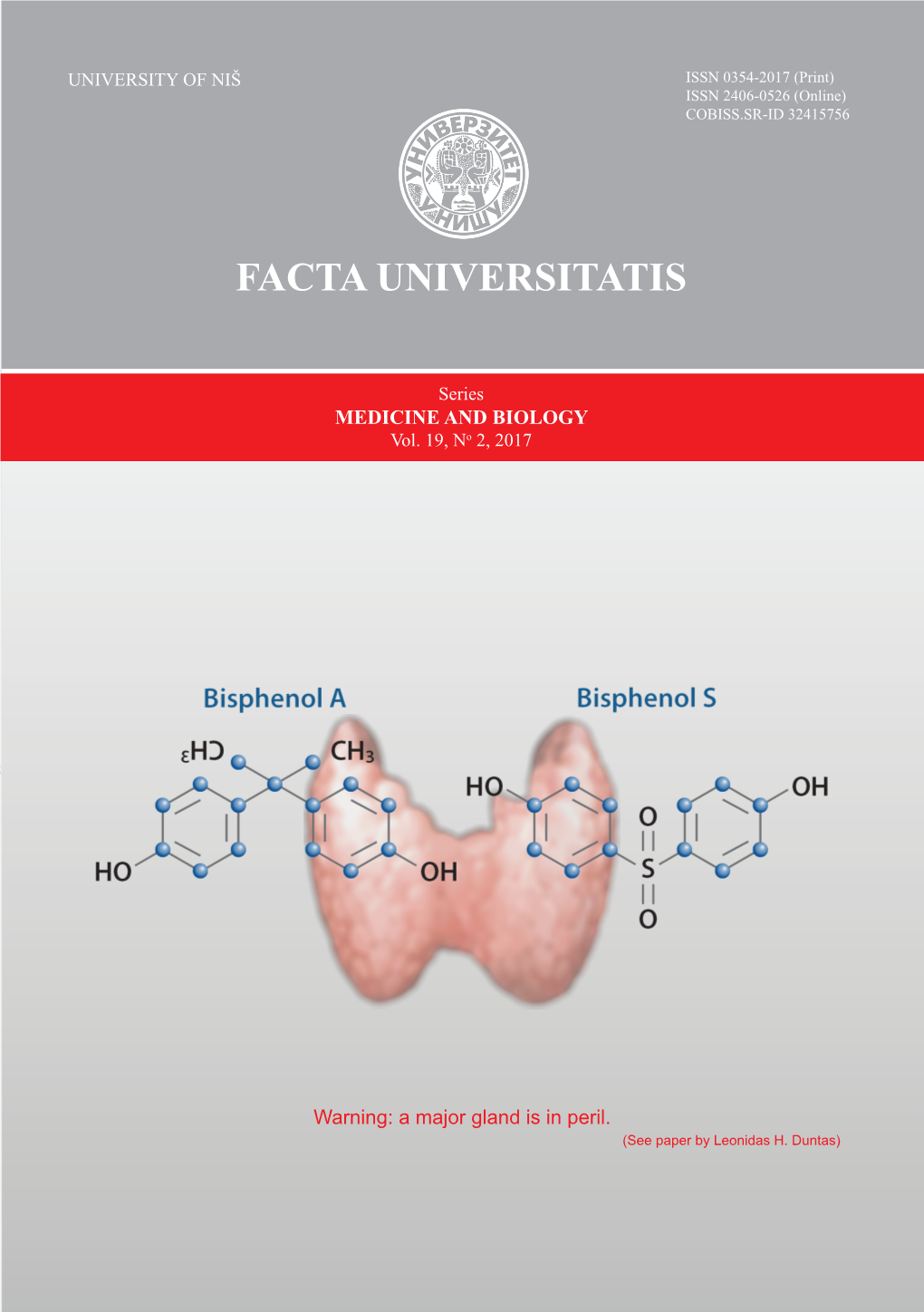 FACTA UNIVERSITATIS COBISS.SR-ID 32415756 Series Medicine and Biology Vol