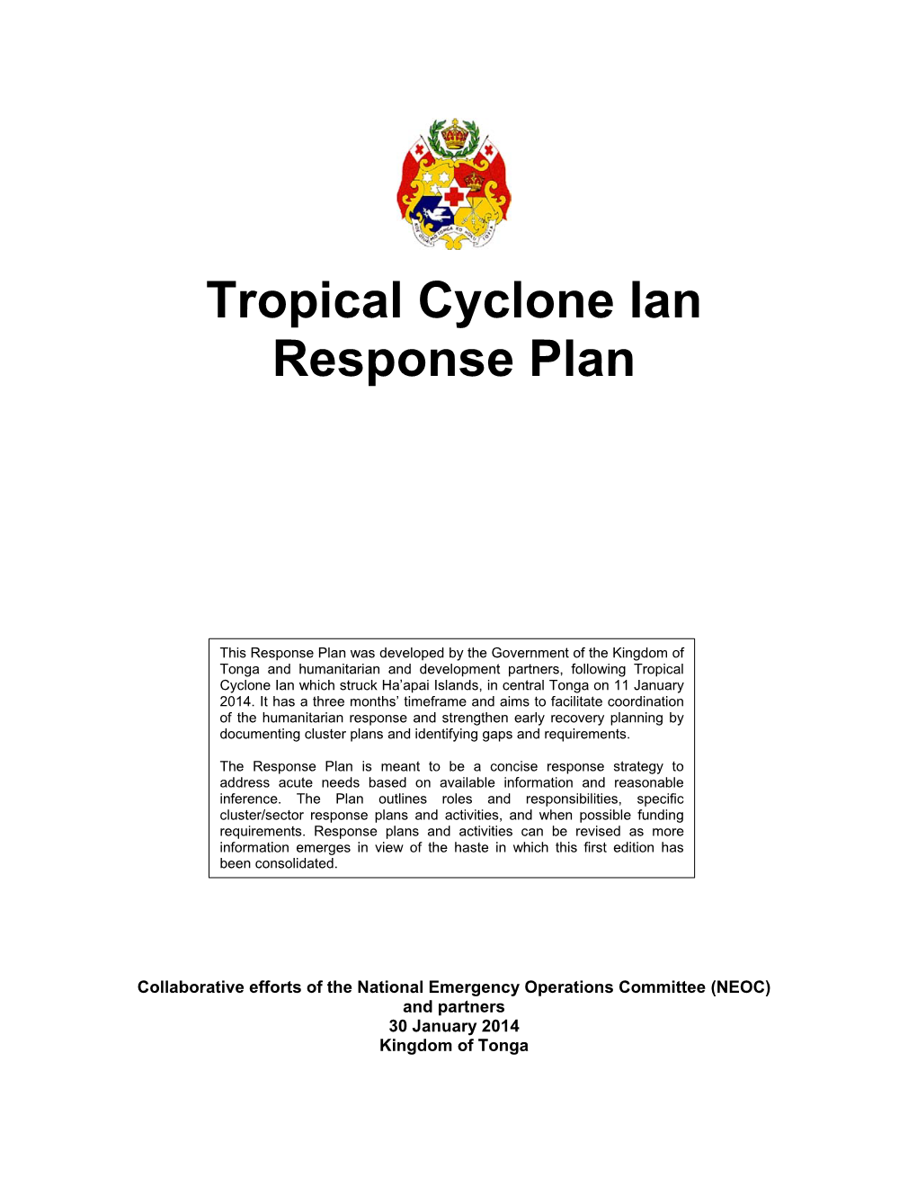 Tropical Cyclone Ian Response Plan