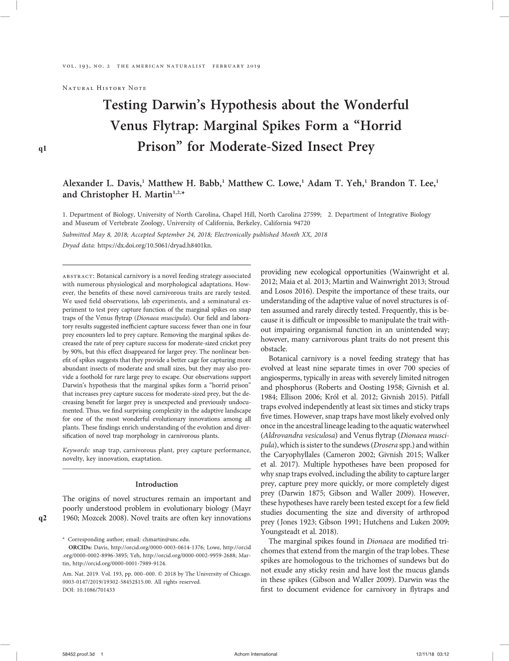 Testing Darwin's Hypothesis About The