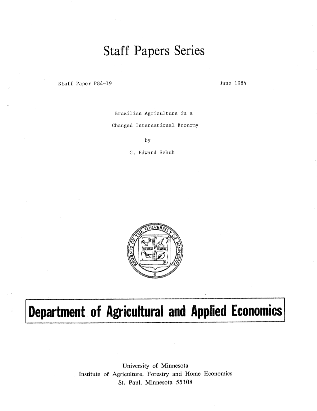 Depatiment of Agricultural and Appliedeconomics