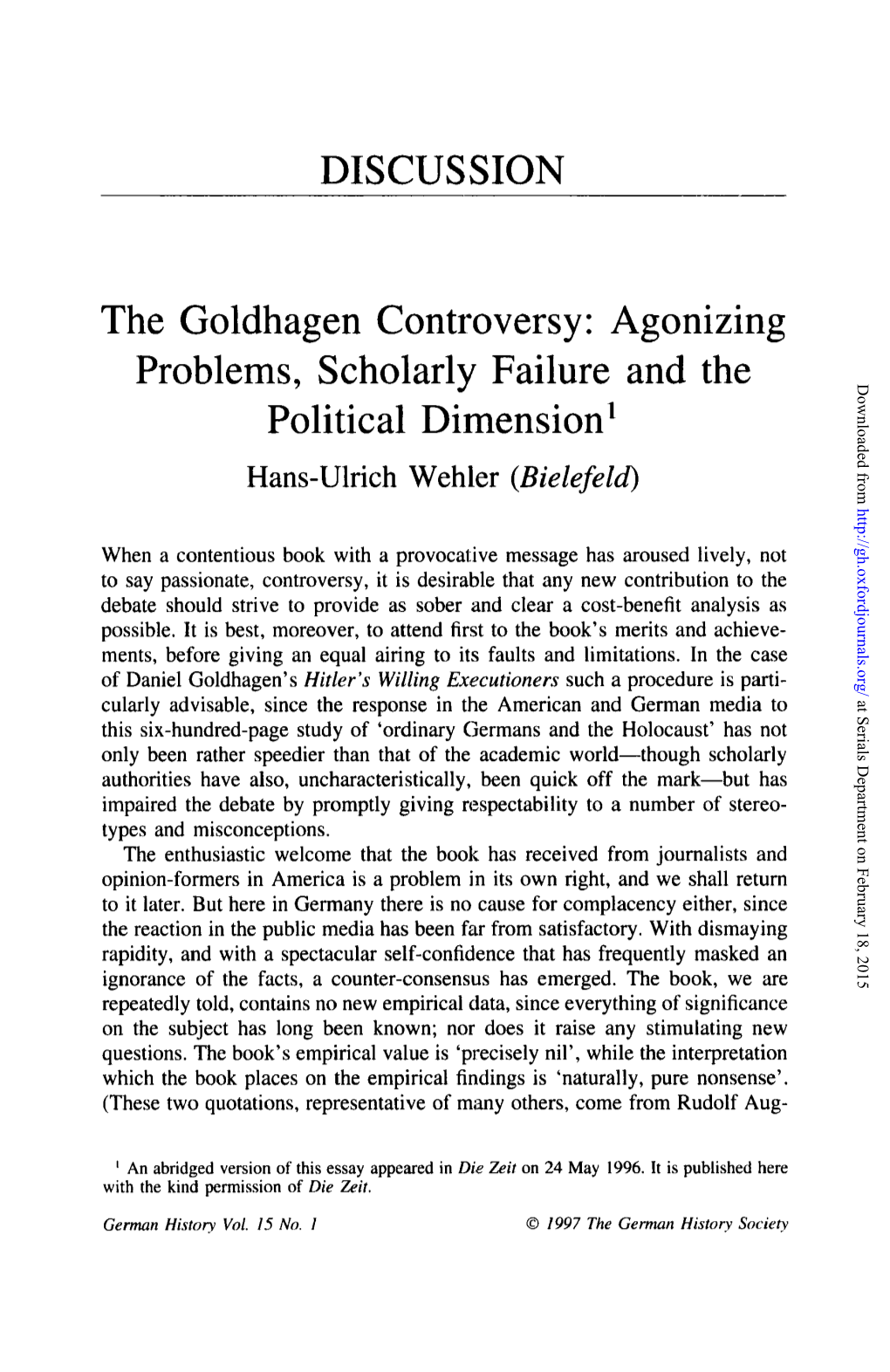 DISCUSSION the Goldhagen Controversy