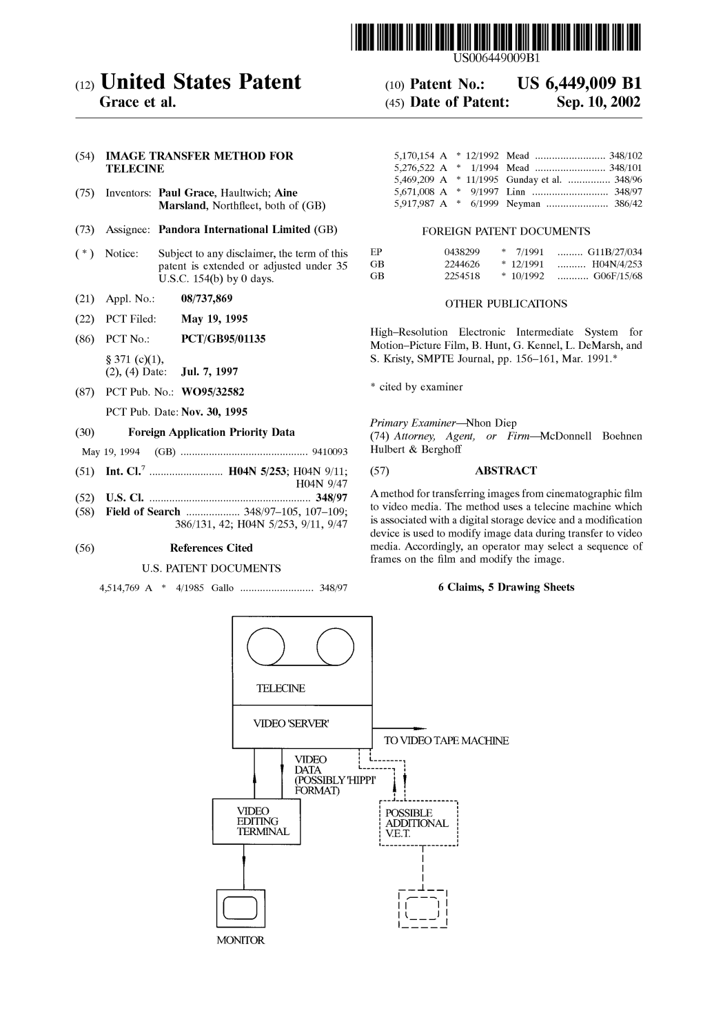 (12) United States Patent (10) Patent N0.: US 6,449,009 B1 Grace Et Al