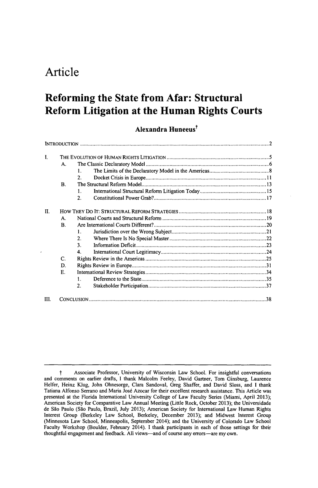 Structural Reform Litigation at the Human Rights Courts