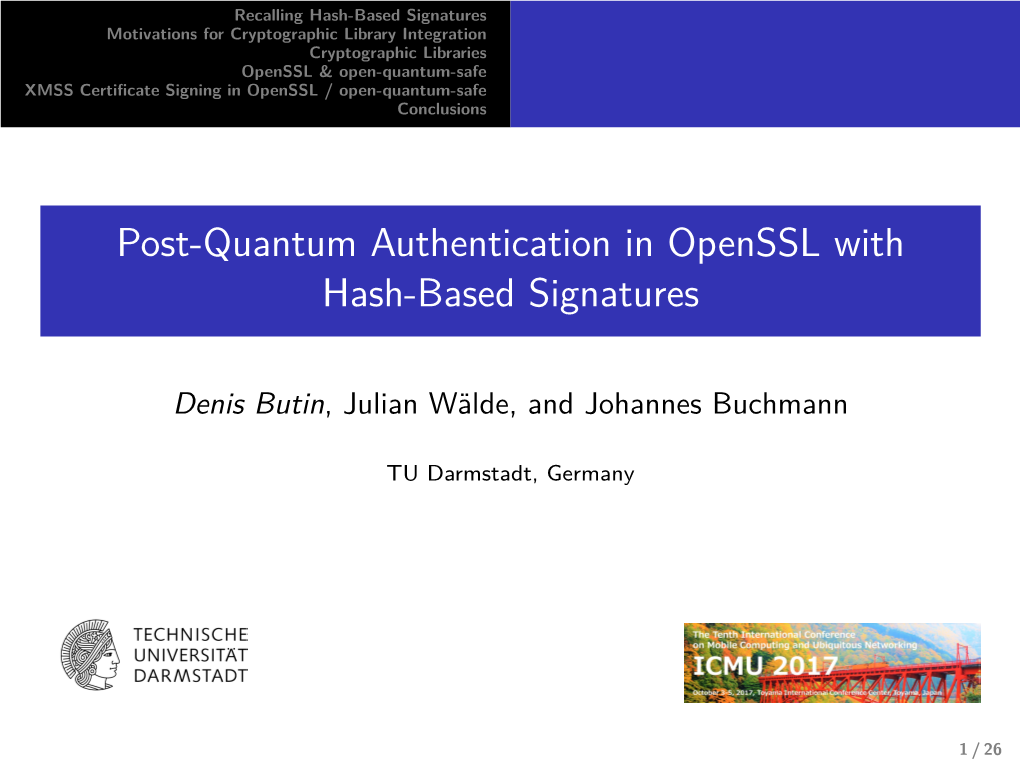 Post-Quantum Authentication in Openssl with Hash-Based Signatures