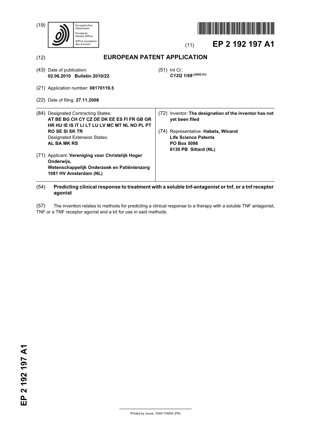 Predicting Clinical Response to Treatment with a Soluble Tnf-Antagonist Or Tnf, Or a Tnf Receptor Agonist