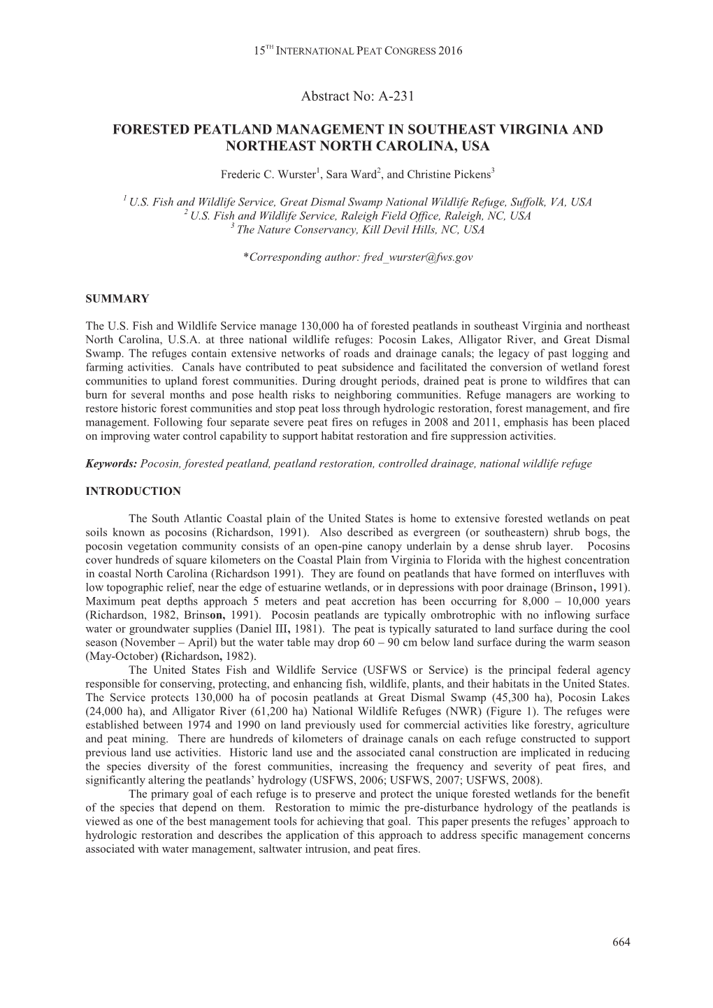 A-231 Forested Peatland Management in Southeast